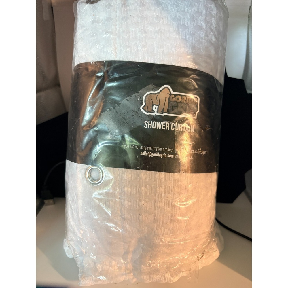 Gorilla Grip Shower Curtain Ivory Textured Fabric Bathroom Decor 72x72